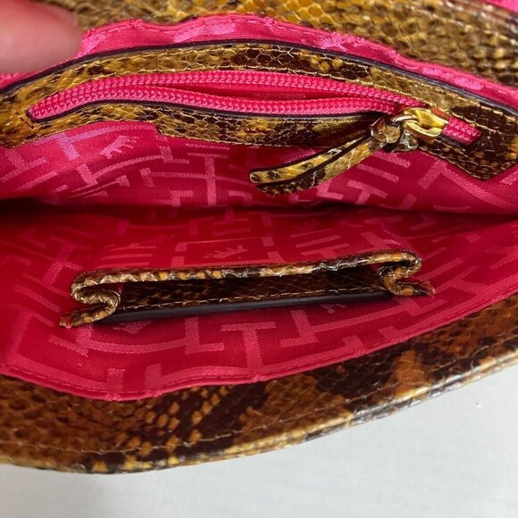 Elaine Turner Clutch Faux Snakeskin Pebbled Magnetic Closure Envelope Mobwife - Picture 15 of 16